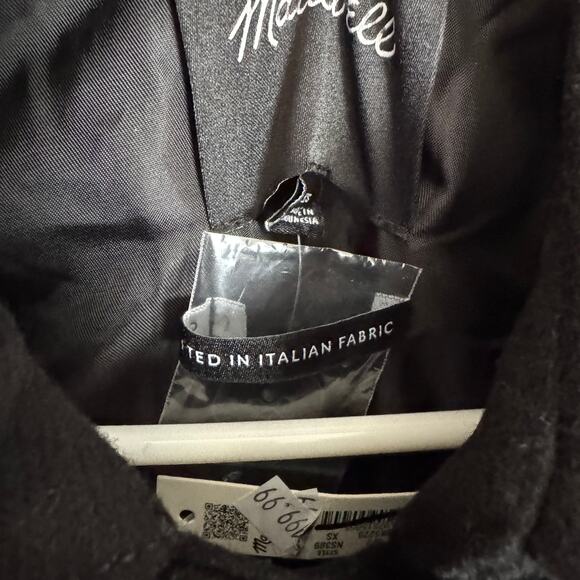 Madewell Double-Breasted Trench Coat Sz XS Black Drapey Wool-Blend Twill Belted - Picture 6 of 10